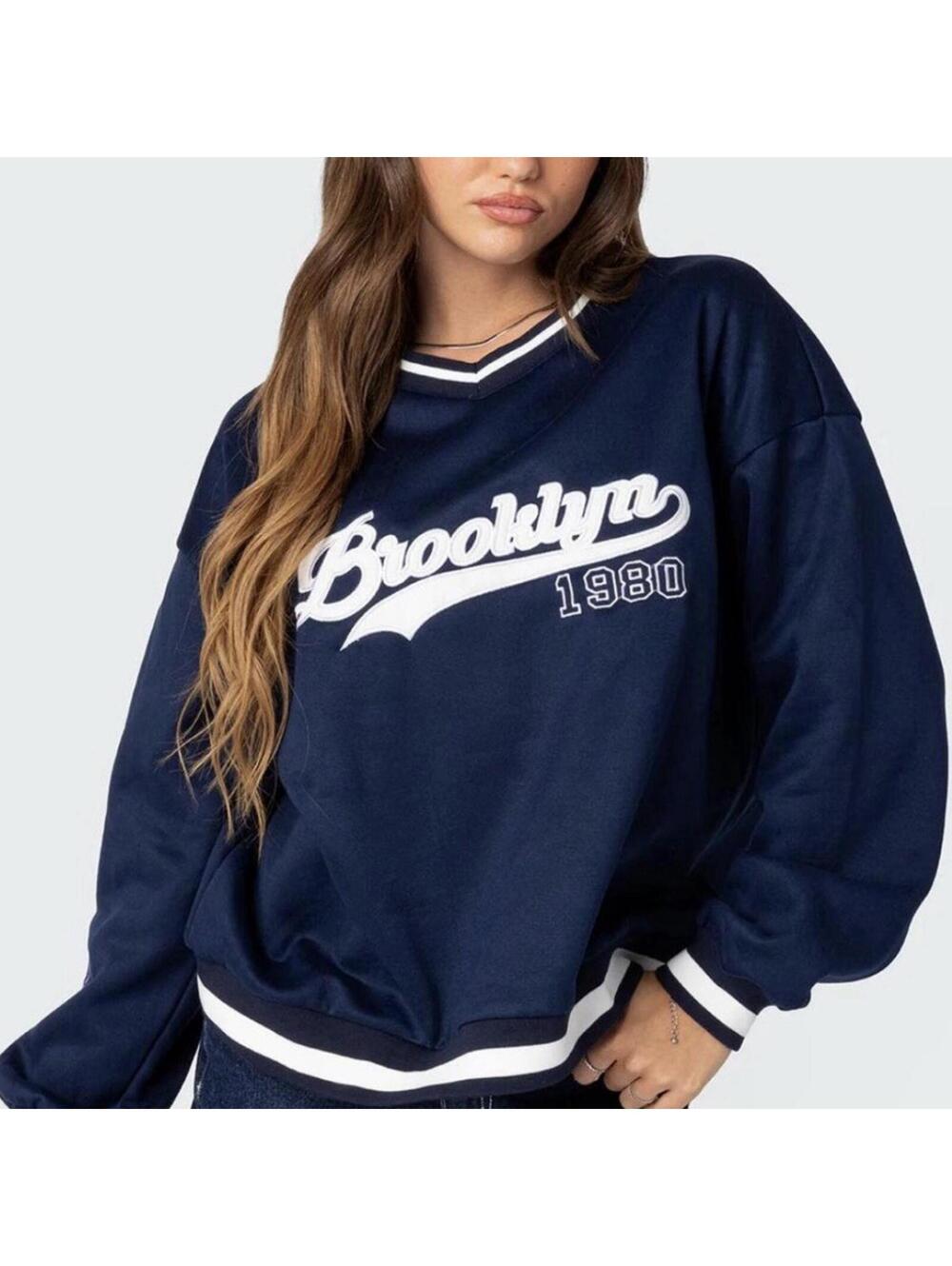 Edikted Brooklyn 1980  Navy Blue Sweatshirt Large